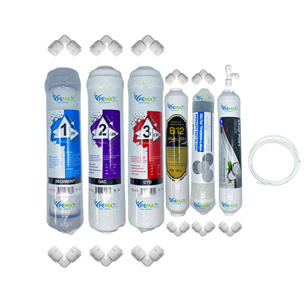 Pemax Water Solutions Kapalı Kasa Su Arıtma Cihazı STD 6'lı Mebransız B12 Alkali-Şeffaf Mineral -Gümüş İyon Tat