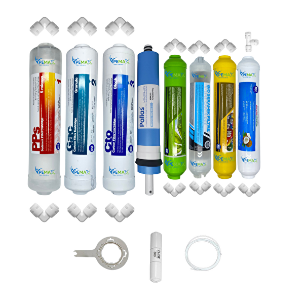 Pemax Water Solutions Kapalı Kasa Su Arıtma Cihazlarına STDMAX 8'li Pallas Mebran Alkali-Mineral-Detox-Tatlandırıcı