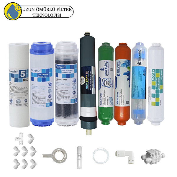 Pemax Water Solutions Purefer Açık Kasa Çift Karbonlu Sertifikalı 8'li Platinium Mebran Mineral-Alkalili-Detox
