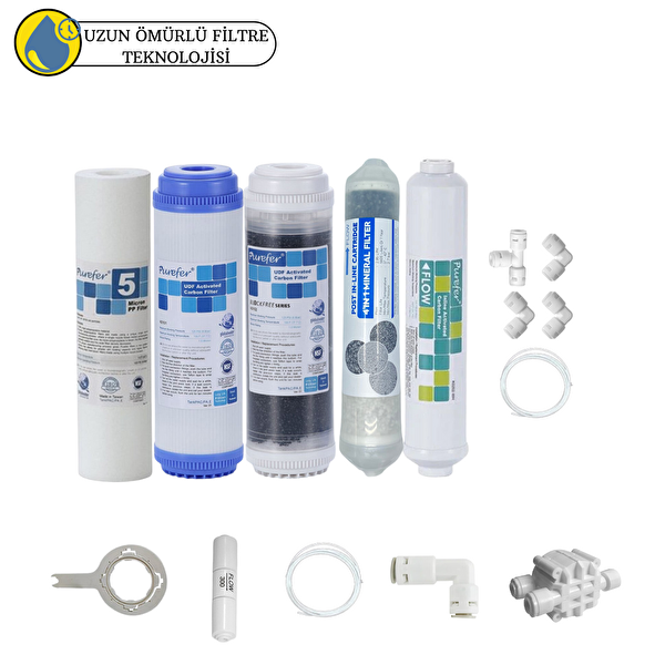 Pemax Water Solutions Purefer Açık Kasa Çift Karbonlu Sertifikalı 5'li Mebransız Şeffaf 4'lü Mineral