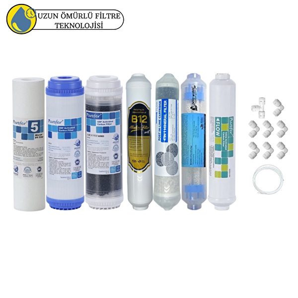 Pemax Water Solutions Purefer Açık Kasa Çift Karbonlu Sertifikalı 7'li Mebransız B12 Alkali Şeffaf 4'lü Mineralli-Detox