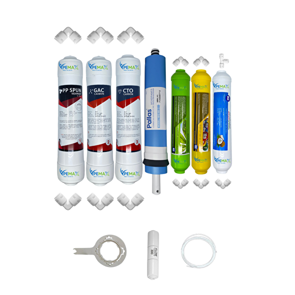 Pemax Water Solutions Kapalı Kasa Su Arıtma Cihazlarına Ecomax 7'li Pallas Mebran Alkali-Mineral-Tatlandırıcı