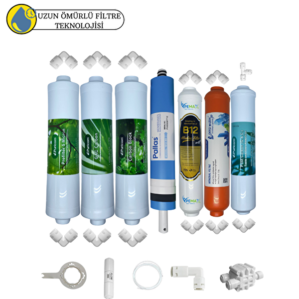 Pemax Water Solutions Puricom Kapalı Kasa Su Arıtma Cihazlarına Sertifikalı 7'li B12 Alkali- Pallas Mebran Mineral