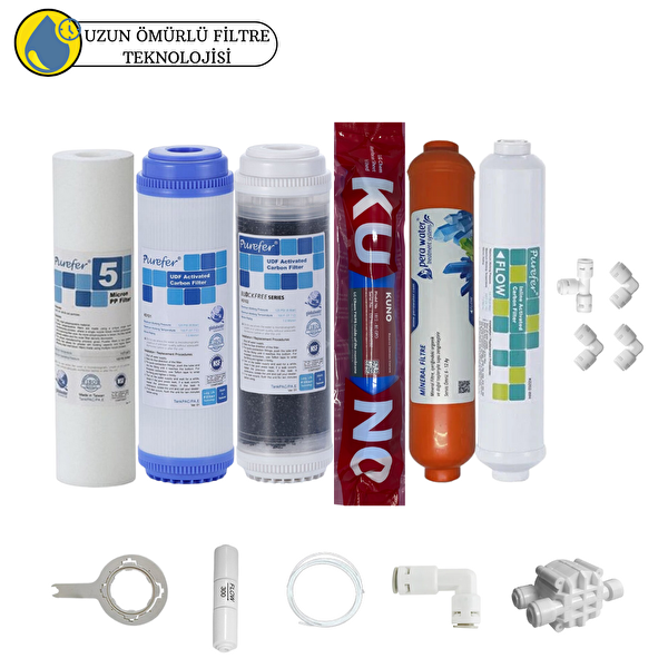 Pemax Water Solutions Purefer Açık Kasa Çift Karbonlu Sertifikalı 6'lı Orijinal Lg Kuno Mebran Mineralli