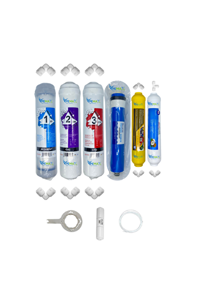 Pemax Water Solutions Kapalı Kasa Su Arıtma Cihazlarına Uygun STD 6'lı ReVerse Osmosis Mebran Mineral-Tatlandırıcı Set