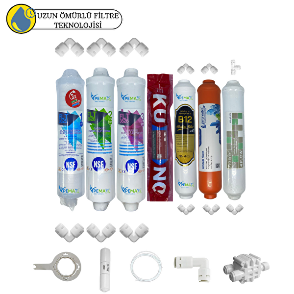 Pemax Water Solutions Kapalı Kasa Su Arıtma Uygun Sertifikalı 7'li Orijinal LG Kuno Mebran purefer-Mineral-B12 Set