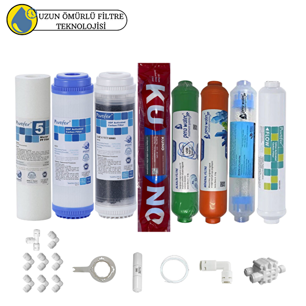 Pemax Water Solutions Purefer Açık Kasa Çift Karbonlu Sertifikalı 8'li Orijinal Lg Kuno Mebran Mineral-Alkalili-Detox