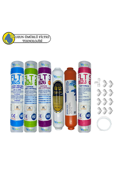 Kapalı Kasa Su Arıtma Cihazlarına Uygun Sertifikalı 6'lı Mebransız Tatlandırıcılı-B12-Mineral Set