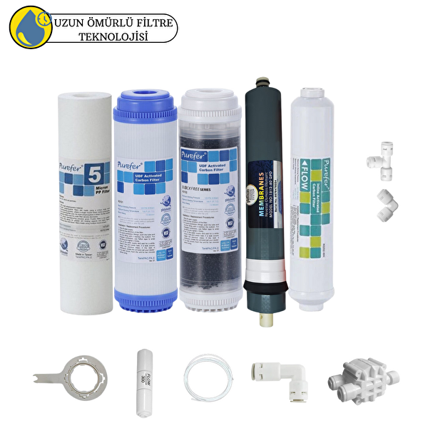 Pemax Water Solutions Purefer Açık Kasa Çift Karbonlu Sertifikalı 5'li Platinium Mebran 5'li