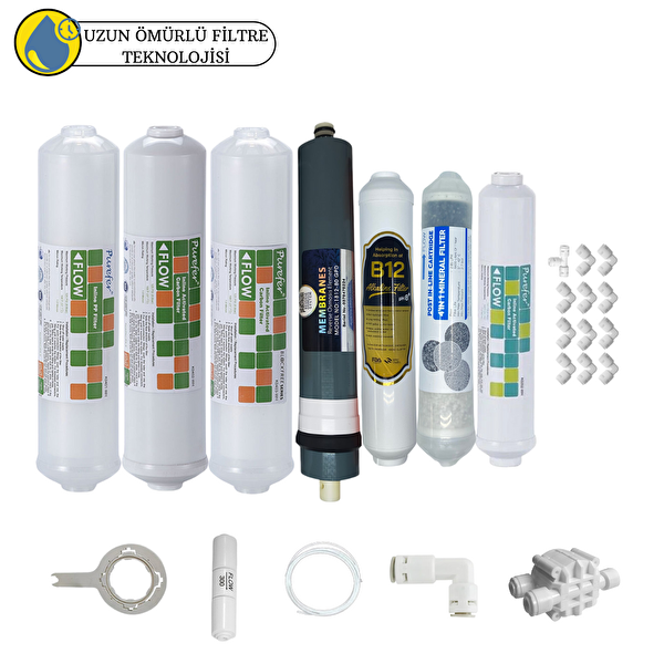 Pemax Water Solutions Purefer Kapalı Kasa Su Arıtma Cihazlarına Sertifika 7'li B12 Alkali-Platinium Mebran 4'lü Mineral