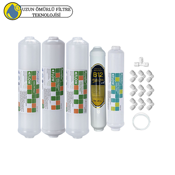 Pemax Water Solutions Purefer Kapalı Kasa Su Arıtma Cihazlarına Sertifikalı 5'li Mebransız B12 Alkalili