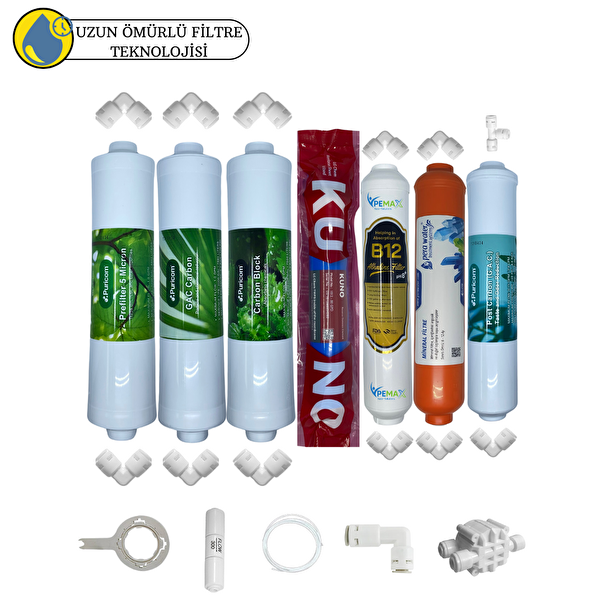 Pemax Water Solutions Puricom Kapalı Kasa Su Arıtma cihazlar Sertifikalı 7'li B12Alkali-Orijinal LgKuno Mebran Mineral