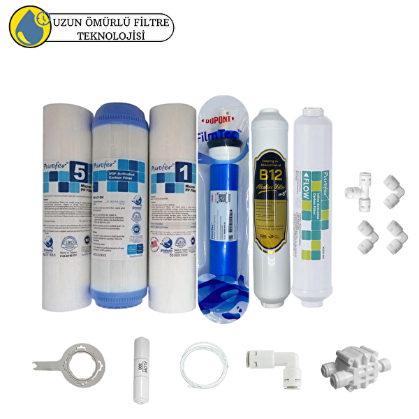 Pemax Water Solutions Purefer Açık Kasa Çift Sedimentli Sertifikalı 6'lı Filmtec Dupon Mebran B12 Alkalili
