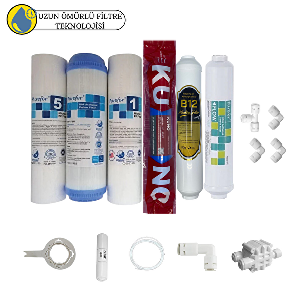 Pemax Water Solutions Purefer Açık Kasa Çift Sedimentli Sertifikalı 6'lı Orijinal Lg Kuno Mebran B12 Alkalili