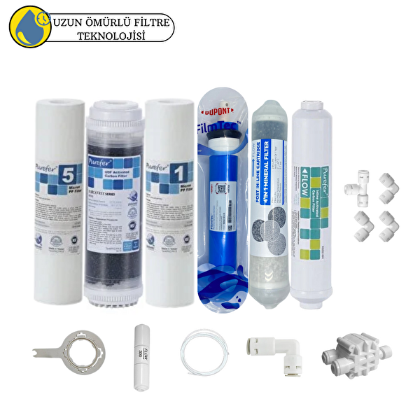 Pemax Water Solutions Purefer Açık Kasa Çift Sedimentli Sertifikalı 6'lı Filmtec Dupon Mebran Şeffaf 4'lü Mineral