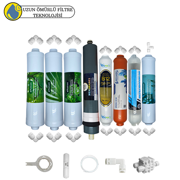 Pemax Water Solutions Puricom Kapalı Kasa Su Arıtma cihazlar Sertifikalı 8 li B12Alkali-Detox-Platinium Mebran Mineral