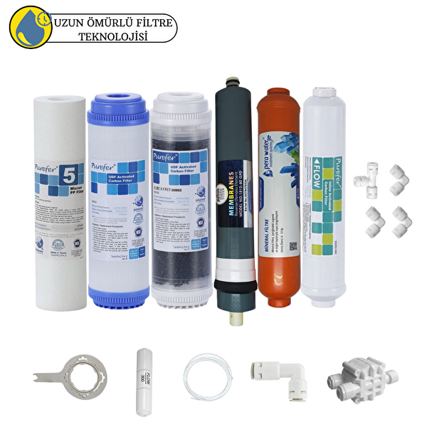 Pemax Water Solutions Purefer Açık Kasa Çift Karbonlu Sertifikalı 6'lı Platinium Mebran Mineralli