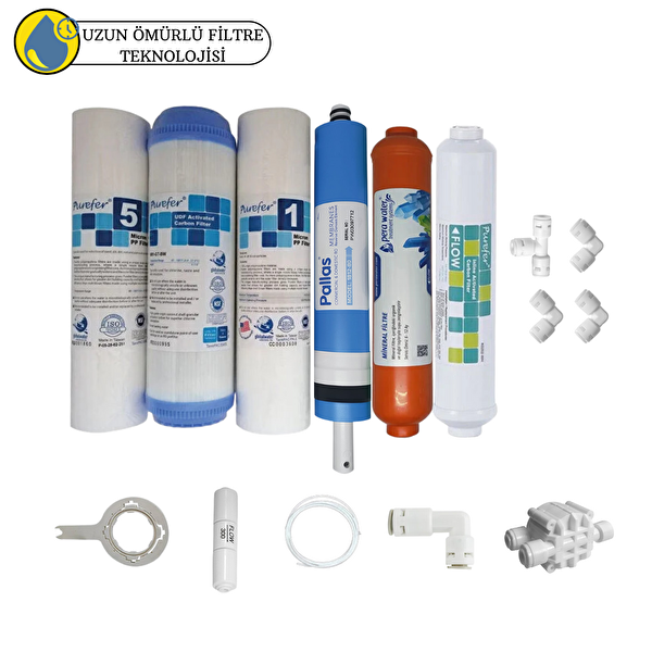 Pemax Water Solutions Purefer Açık Kasa Çift Sedimentli Sertifikalı 6'lı Pallas Mebran Mineral