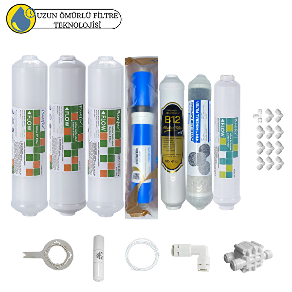 Pemax Water Solutions Purefer Kapalı Kasa Su Arıtma Sertifika 7'li B12Alkali-Vontron Helixfil Yüksek TDS Mebran-4'lü Mineral