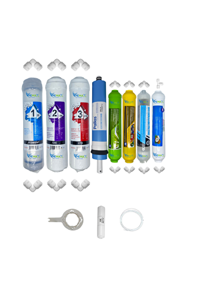 Pemax Water Solutions Kapalı Kasa Su Arıtma Cihazlarına STD 8'li Pallas Mebran Alkali-Mineral-Detox-Tatlandırıcı Set