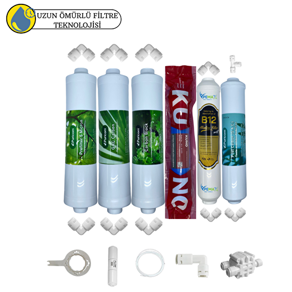 Pemax Water Solutions Puricom Kapalı Kasa Su Arıtma Cihazlarına Sertifikalı 6'lı Orijinal Lg Kuno Mebran B12 Alkalili
