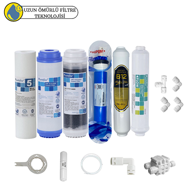 Pemax Water Solutions Purefer Açık Kasa Çift Karbonlu Sertifikalı 6'lı Filmtec Dupon Mebran B12 Alkalili