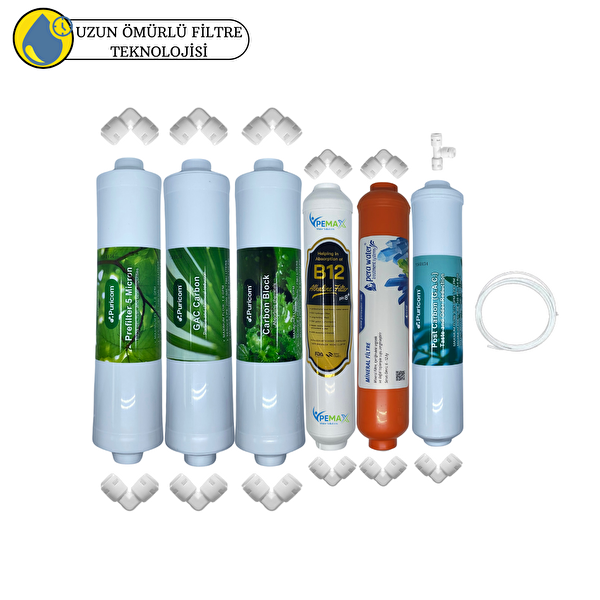 Pemax Water Solutions Puricom Kapalı Kasa Su Arıtma Cihazlarına Sertifikalı 6'lı Mebransız B12 Alkali Mineral
