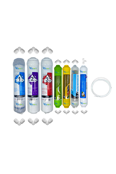Pemax Water Solutions Kapalı Kasa Su Arıtma Cihazlarına Uygun STD 7'li Mebransız Alkali-Mineral-Detox-Tatlandırıcı Set