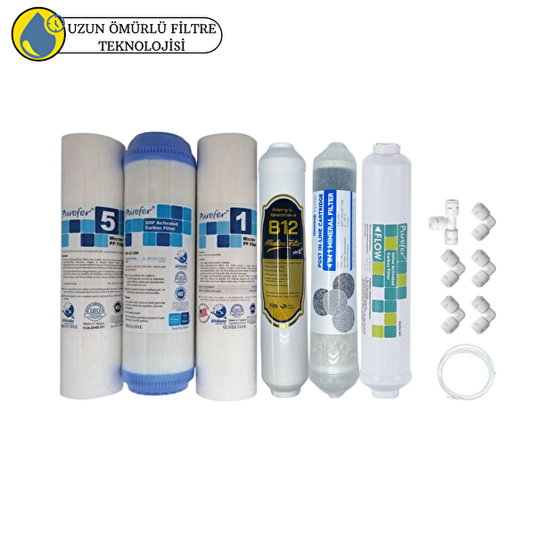Pemax Water Solutions Purefer Açık Kasa Çift Sedimentli Sertifikalı 6'lı Mebransız Şeffaf 4'lü Mineral-B12 Alkali