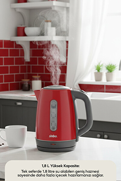 Sinbo SK-8031 Inox Su Isıtıcı Kettle Paslanmaz Çelik Kırmızı