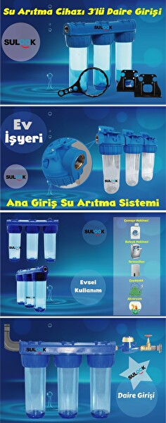 Sulook Bina-Şebeke-Daire Giriş Su Arıtma Cihazı 3'lü 10 Inch(Boş)