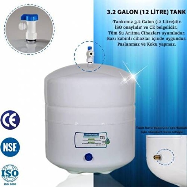 Sulook Aura Cebilon Uyumlu Su Arıtma Tankı Çelik 12 Litrensf Onaylı Filtre Hediyeli