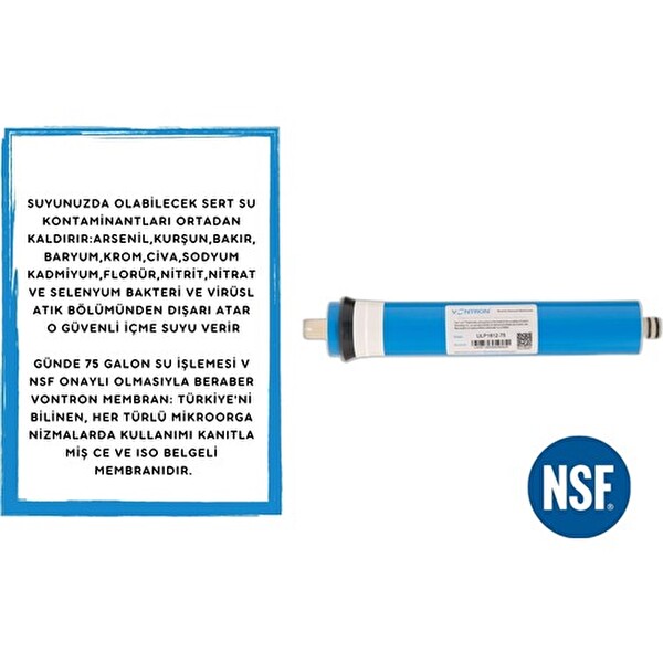 Sulook Aura Cebillion Compact Uyumlu 5'li Filtre Seti (Vontron Membran+Post Carbon)