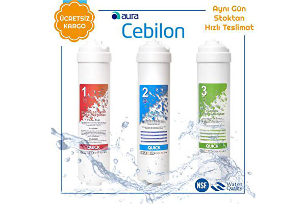 Sulook İhlas Aura Cebilon Silver Su Arıtma Cihazı Uyumlu 3'lü Filtre Set (6 Adet Dirsek Hediyeli)
