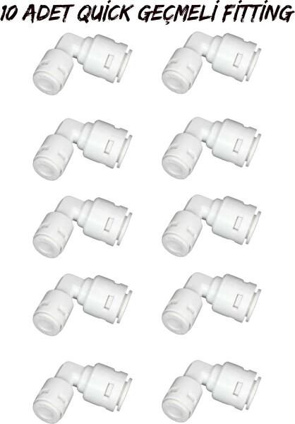 Sulook Su Arıtma Cihazı Filtreleri Bağlantı Aparatı 1/4 L Dirsek Quick Geçme (10 Adet )
