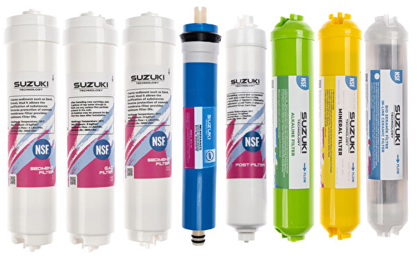 Sulook Kapalı Kasa Su Arıtma Cihazı Tam Set (8 Filtre) Mineral Detoks Ve Alkali Filtre İlaveli