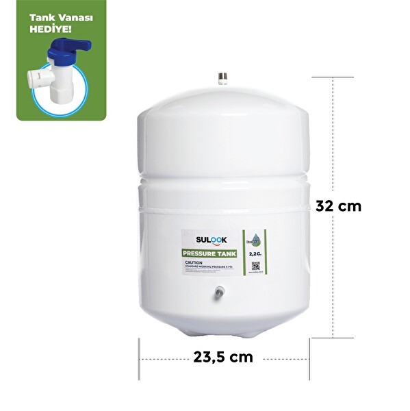Sulook Su Arıtma Cihazı Tankı - Vana Dahil-antibakteriyel-3-2 galon -12 LT