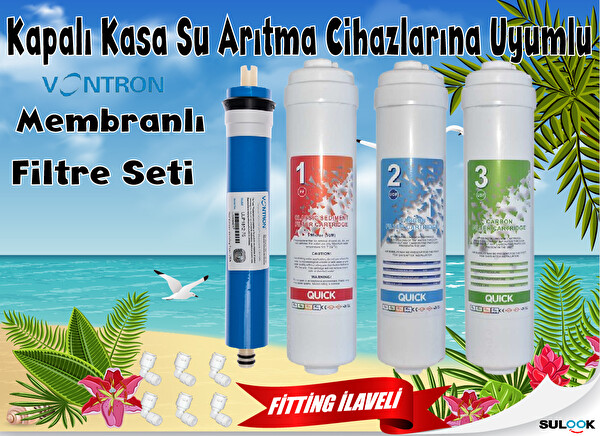 Sulook Kapalı Kasa Su Arıtma Cihazlarına Uyumlu 4'lü Filtre SetiVontron Membranlı