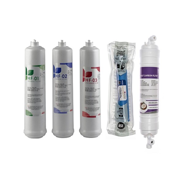 Sulook Kapalı Kasa Su Arıtma Cihazlarına Uyumlu Üstten Çift Çubuklu Inline 5'Lİ Set LG Membranlı