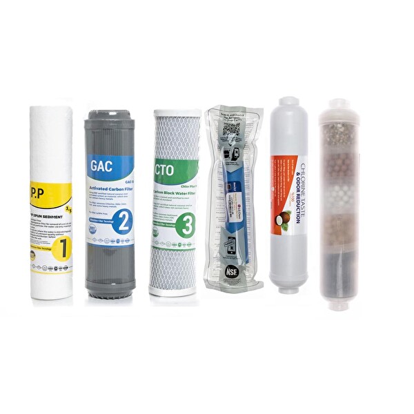 Sulook Su Arıtma Cihazı Çift Karbonlu Sulook Açık Kasa 6'lı Filtre Seti- 10 Aşama LG Membranlı