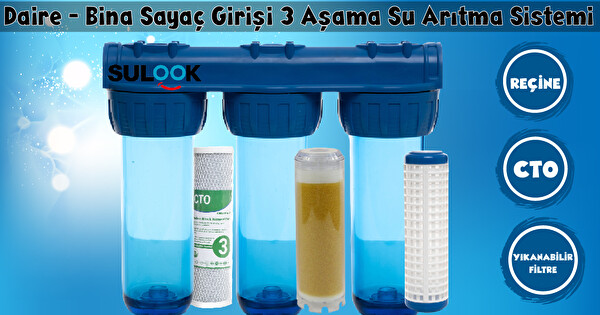 Sulook Bina- Daire Girişi Tortu ve Klor Önleyici Yumuşatma Sayaç Filtresi