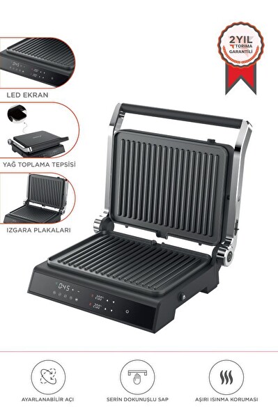 Torima TG-PRO500 Siyah 2000W Dijital Ekranlı Tost - Izgara Makinesi Çıkarılabilir Plaka