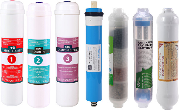 Sulook E-Water Kapalı Kasa Su Arıtma Cihazı Filtresi - Inline 7 Aşamalı Su Arıtma Filtre Seti - Detox - 4'lü