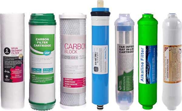 Sulook E-Water Su Arıtma Cihazı 7'li Filtre Seti Vontron Membranlı Detox Filtre Alkali Filtre