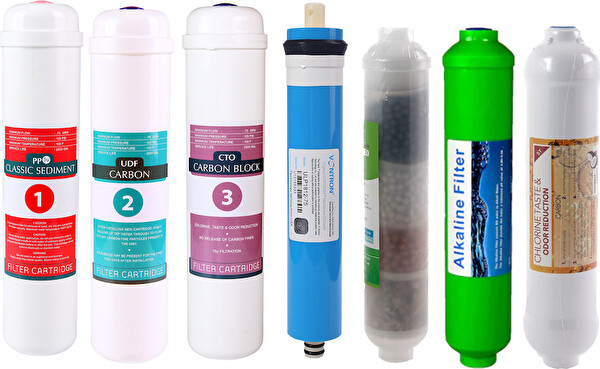Sulook E-Water Kapalı Kasa Su Arıtma Cihazı Filtresi - Inline 7 Aşamalı Su Arıtma Filtre Seti -4'lü- Alkali