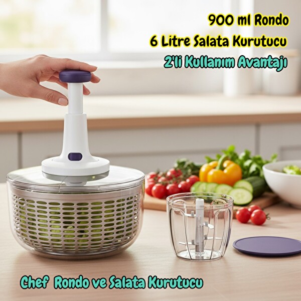 Technow VP-907 900 ML Chef Rondo - 6 LT Salata Kurutucu