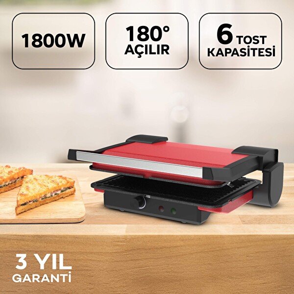 King Arte K459 Tost Makinesi - Kırmızı
