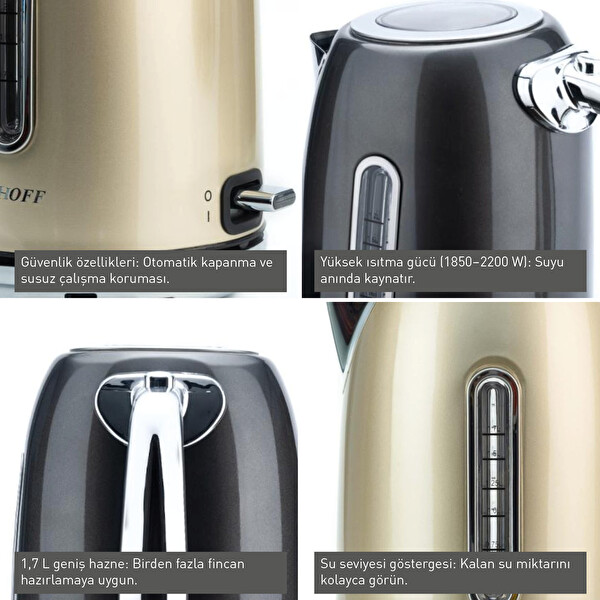 Berghoff Gem Retro 1.7 L Su Isıtıcısı - Vanilya Krem