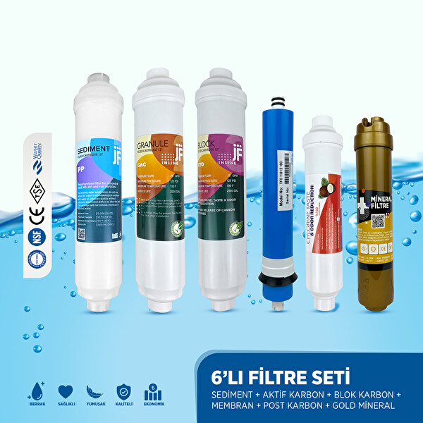 İdeal Mağaza Su Arıtma Cihazı İçin Inline 6'lı Filtre Seti
