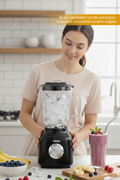 Sinbo SHB-7516 1.5 L Cam Hazneli Turbo Smoothie Blender - Siyah